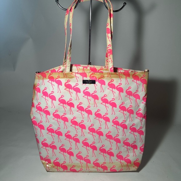 Kate Spade Pink and White Tote with Playful Flamingo Design - Picture 1 of 5